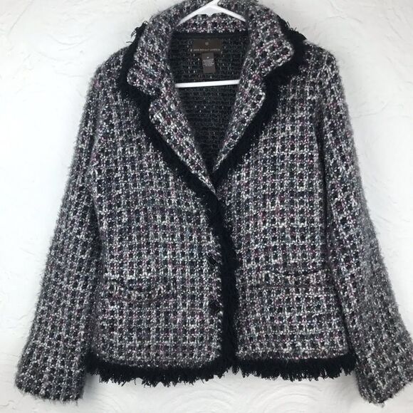Fenn Wright Manson Wool Blend Black Fringed Blazer - Picture 1 of 15